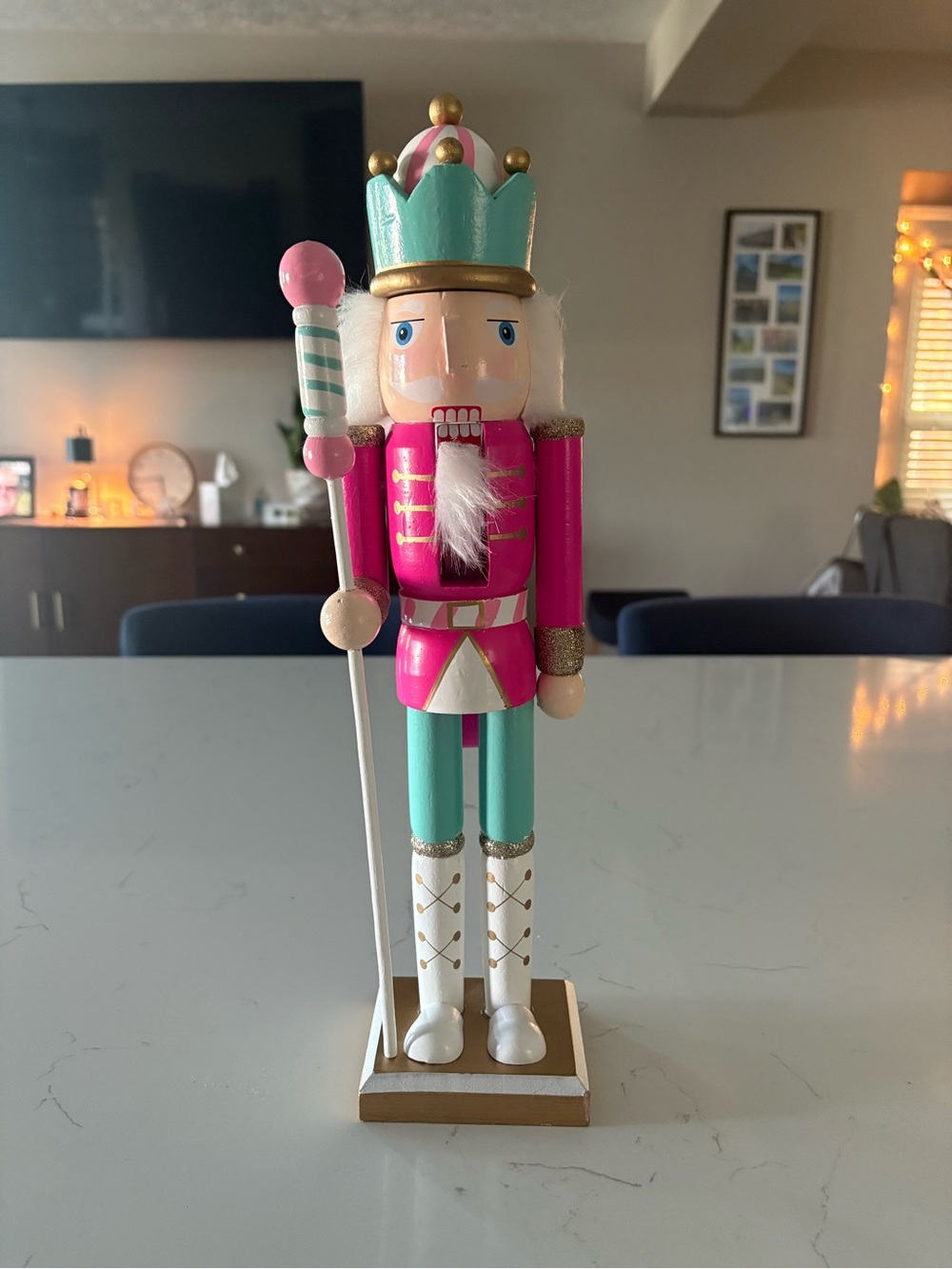 Dabney Lee Pink, Teal & Gold Nutcracker Holiday Ornament